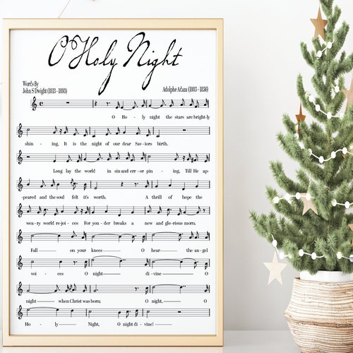 O Holy Night Music Sheet Vintage Print Christmas Song - Etsy