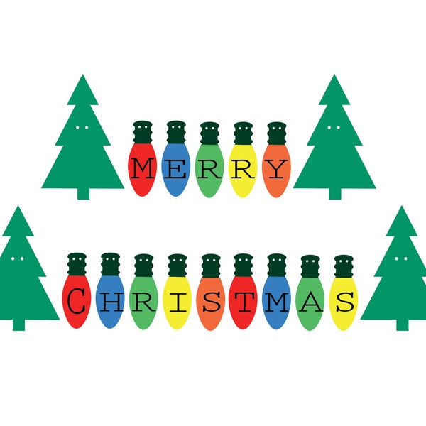 Christmas Banner Cut File, Christmas Lights svg, Christmas Tree svg, Cricut, Silhouette, Christmas svg, Christmas Sign, Kid Christmas svg