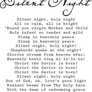 Silent Night Digital Wall Art, Song Lyrics Wall Art, Silent Night ...