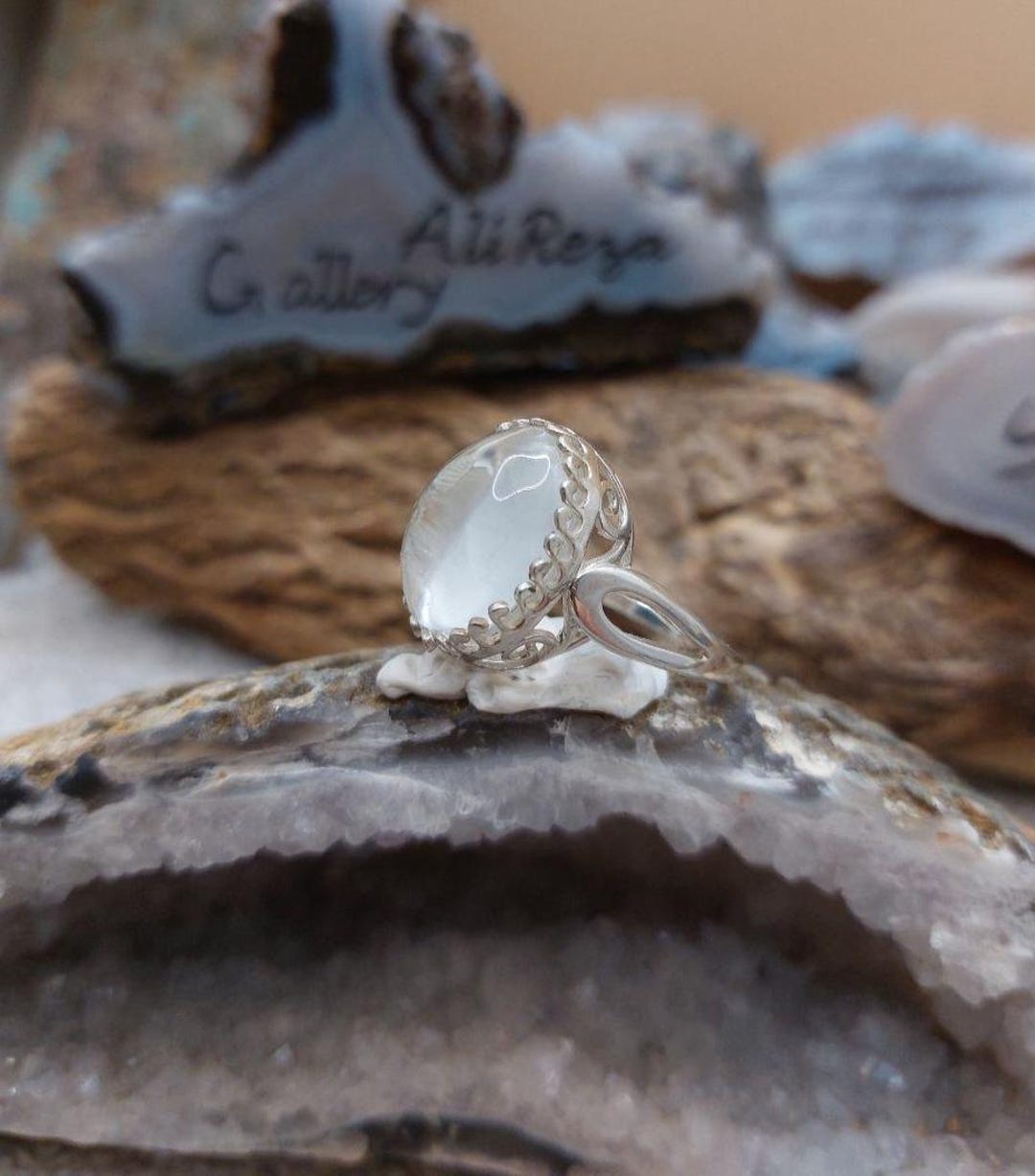 Ashraf Rind Dur E Al-najaf Ashraf 925 Silver Ring: Genuine Natural Clear Crystal ...