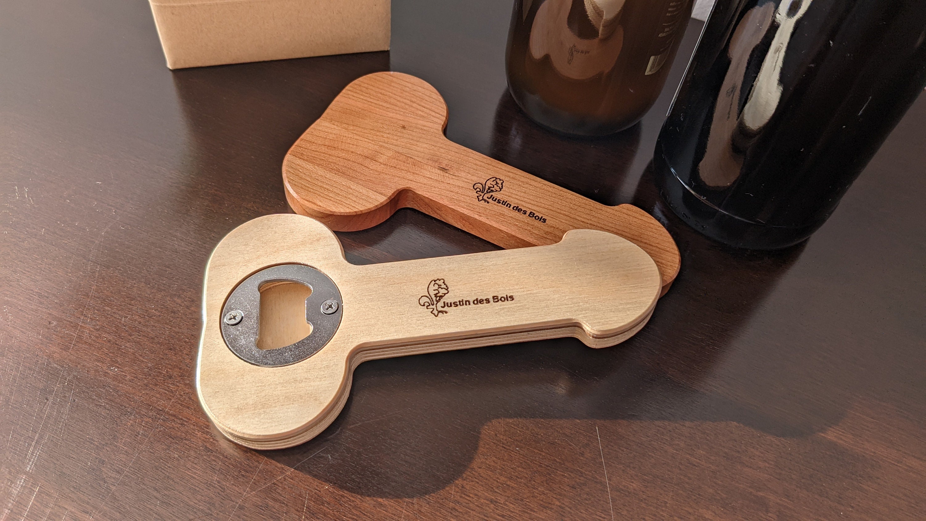 Apribottiglie In Legno A Forma Di Pene | Gadget Per Feste Lungo 20 Cm, In Legno Di Suar, Artigianale E Originale - 3