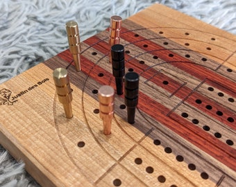 Wooden cribbage board game / family game / card game / table game