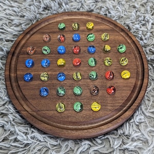 Wooden Marble Solitaire board game / table game / handmade
