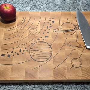 Solar System Cutting Board - Solar system Cutting Board - Butcher Block-End Grain-Gift Gift-Oberon #6-JDB-GB0169