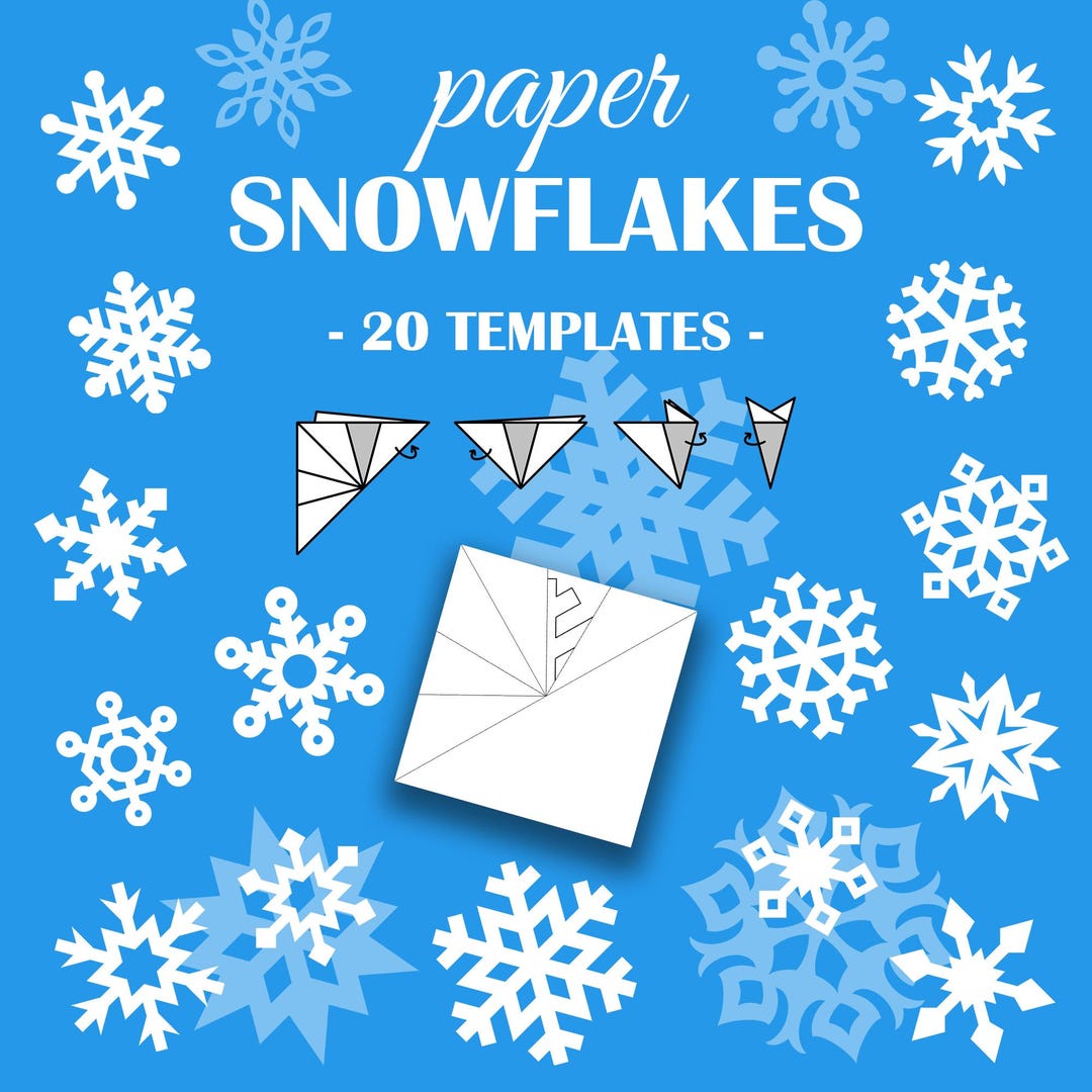 Printable Paper Snowflakes: 20 DIY Winter Decor Patterns (digital ...