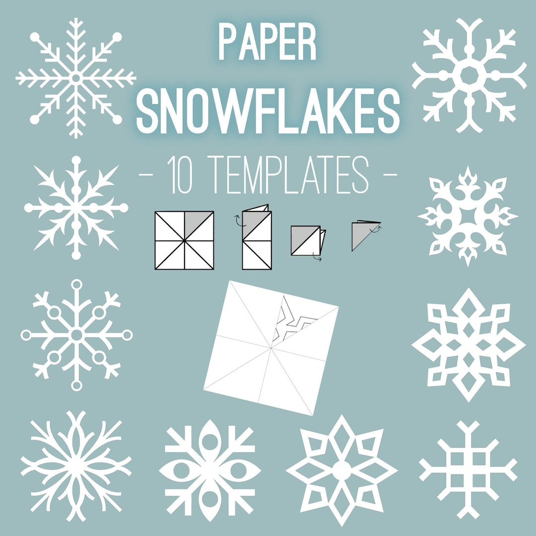 Printable Paper Snowflakes DIY Snowflakes Winter Decor Christmas Decoration  PDF Template 10 Patterns Digital Download 