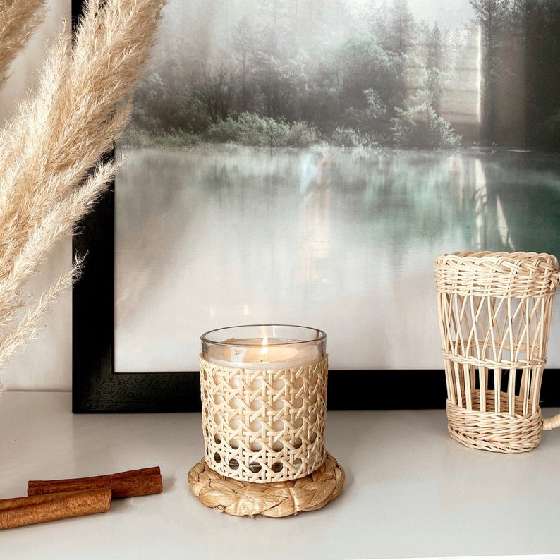 Rattan Candle / Home Decor / Candles / Housewarming Gift / Etsy