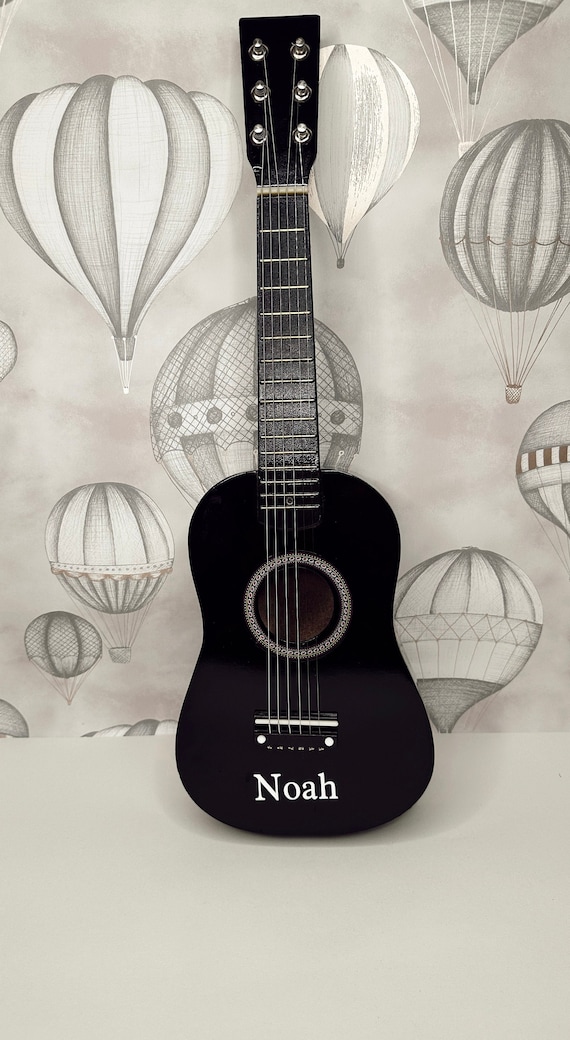 Personalized Black Acoustic Guitar | Children's Musical Instrument