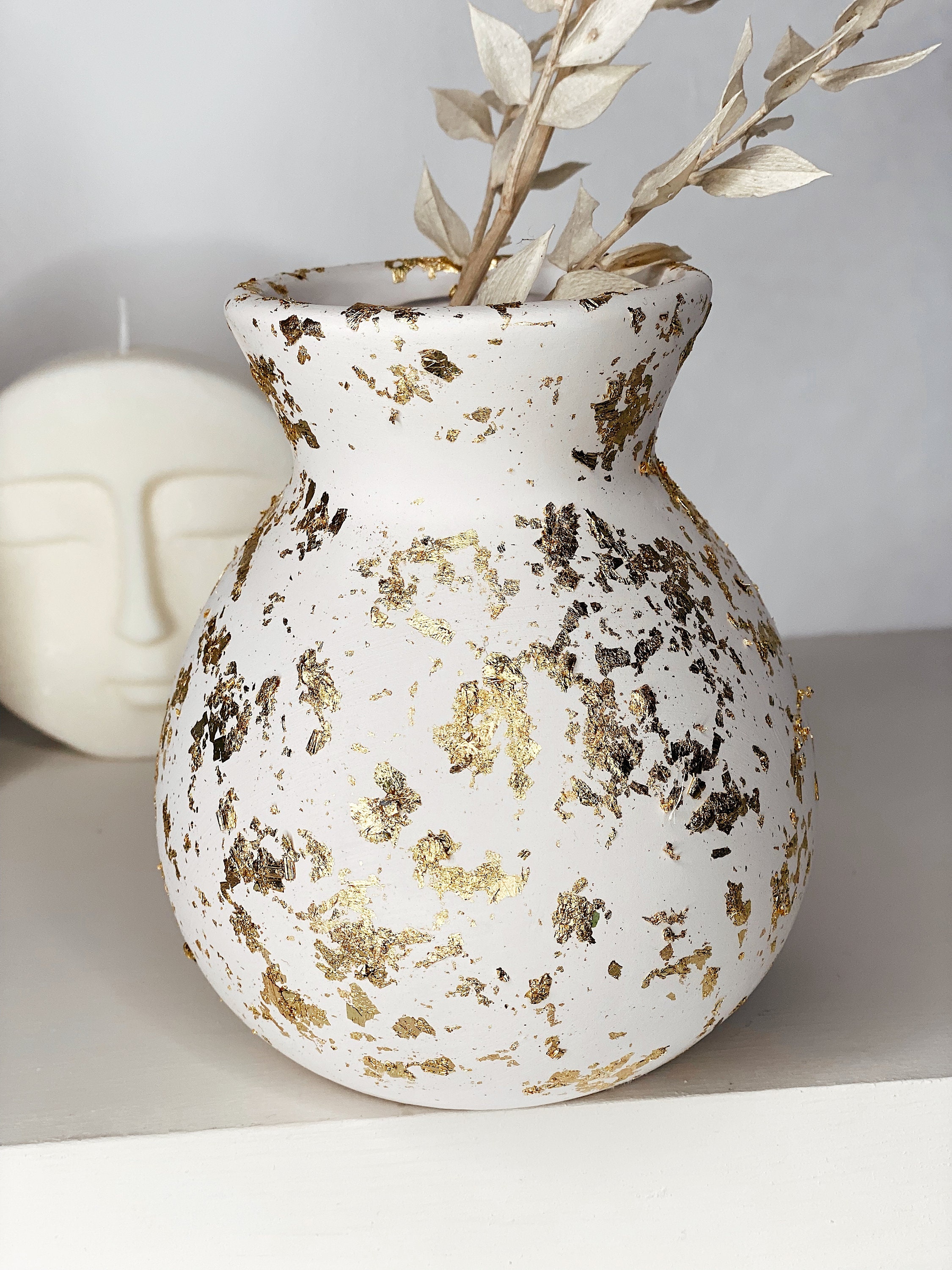 Gold Leaf Ceramic Vase Stunning Bulb Vase Homeware Home Etsy UK