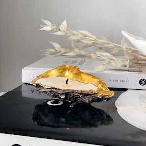 Set of 2 or 3 Gold Tip Oyster Shell Scented Candle | Natural Soy Wax Candle | Bergomot Scent | Gift Set | Homeware | Home fashion | Candles
