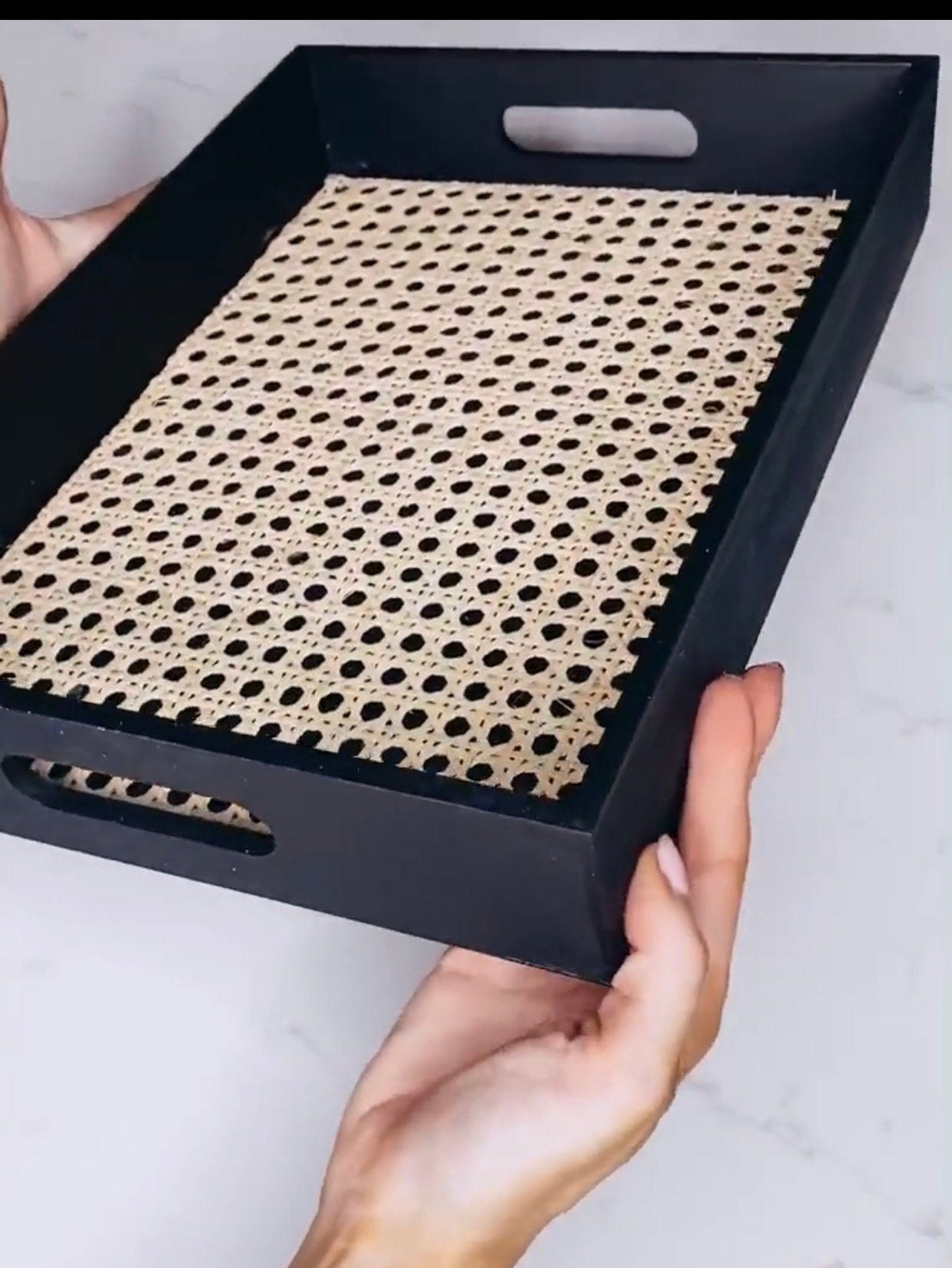 Matte Black Rattan Serving Tray / Modern Vanity Tray / Etsy UK