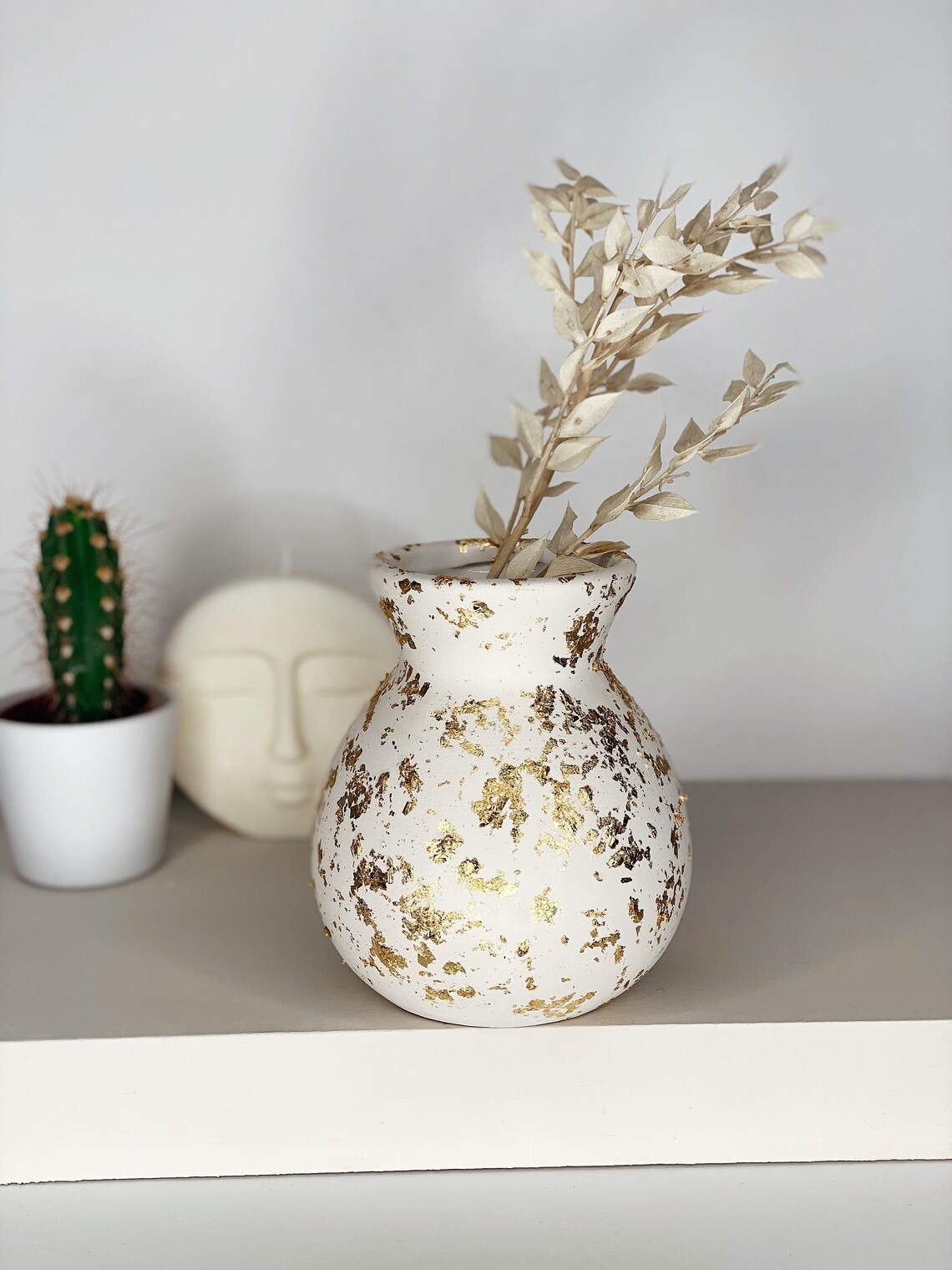 Gold Leaf Ceramic Vase Stunning Bulb Vase Homeware Home Etsy UK