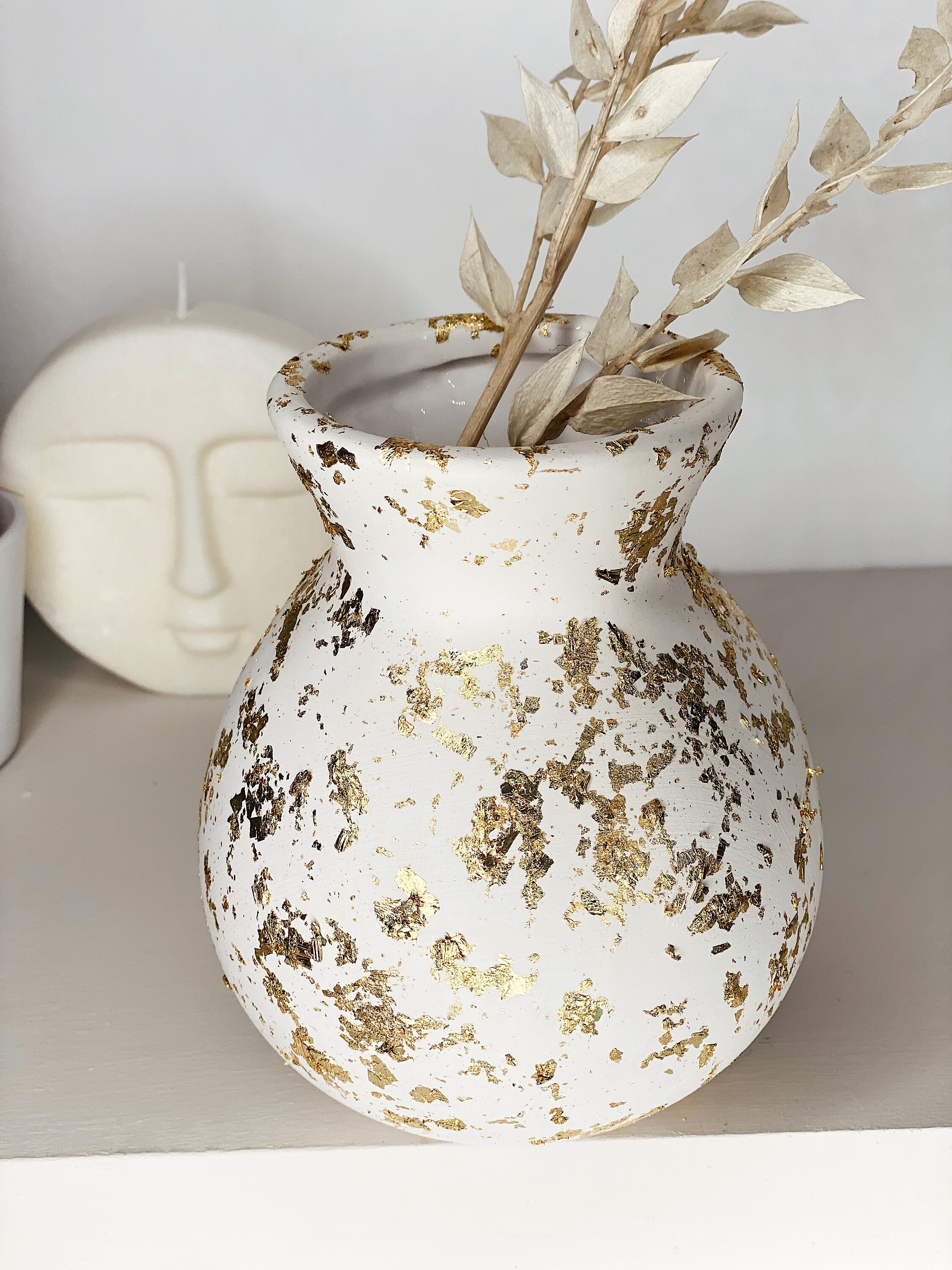 Gold Leaf Ceramic Vase Stunning Bulb Vase Homeware Home Etsy UK