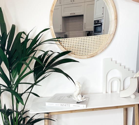 Miroir Mural Tissé En Rotin, Miroir Mural Rond Fait à La Main En Paille