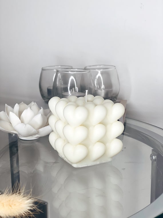 Heart Cube Candle Trendy Candle Cube Candle Soy Wax Organic Love Candle  Homeware Home Accessories House Warming Gift 