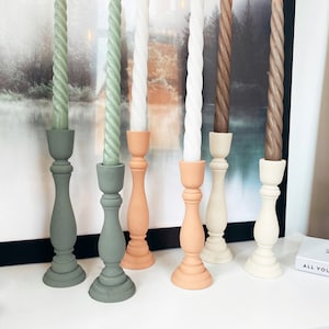 TWO Wooden Candlestick Holders | Colour Candlesticks | Candle Holders | Home Fashion | Homeware | Home Style | Home Accessories