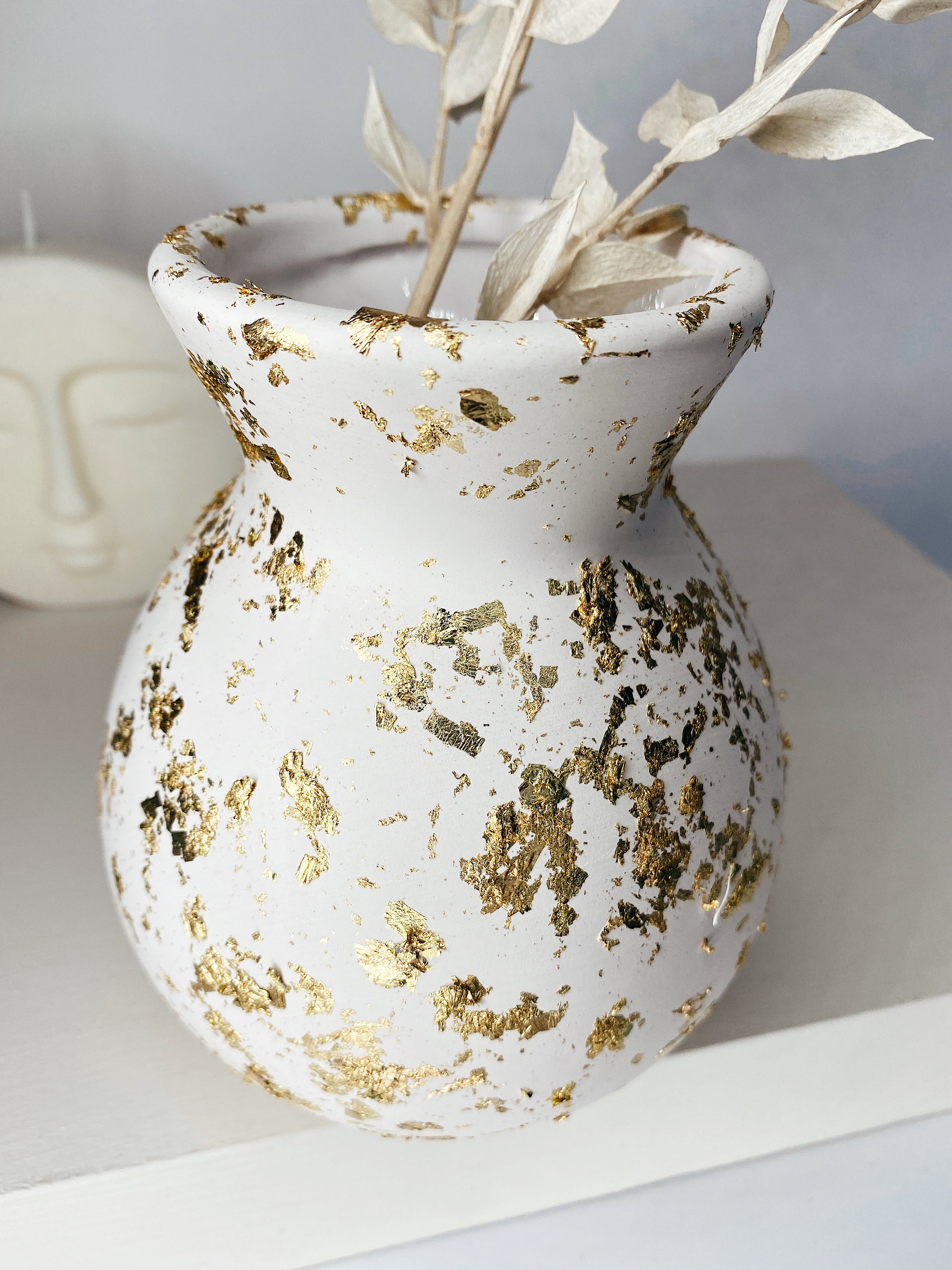Gold Leaf Ceramic Vase Stunning Bulb Vase Homeware Home Etsy UK