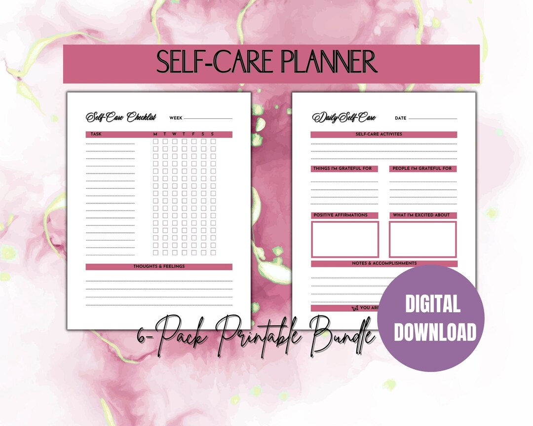 Self Care Journal, Self Care Planner Digital, Daily and Weekly Check In ...