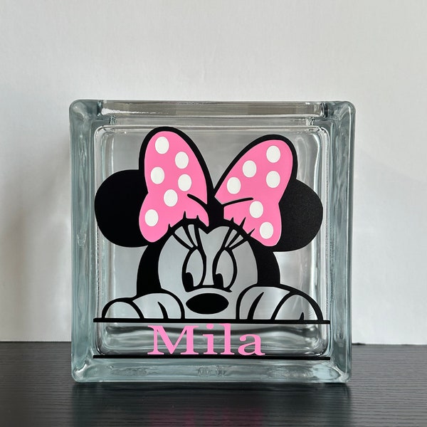 Disney Minnie Mouse Glass Coin Bank