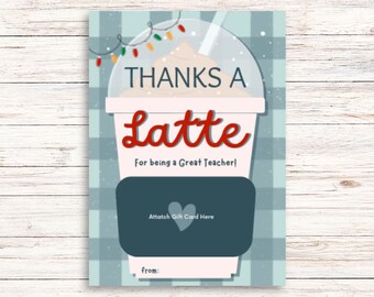 Teacher Holiday Coffee Gift Card Holder, Printable Teacher Gift, Christmas Teacher Gift