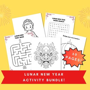 Lunar New Year Activity Bundle, Chinese New Year Kids Coloring Pages