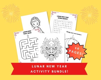 Lunar New Year Activity Bundle, Chinese New Year Kids Coloring Pages