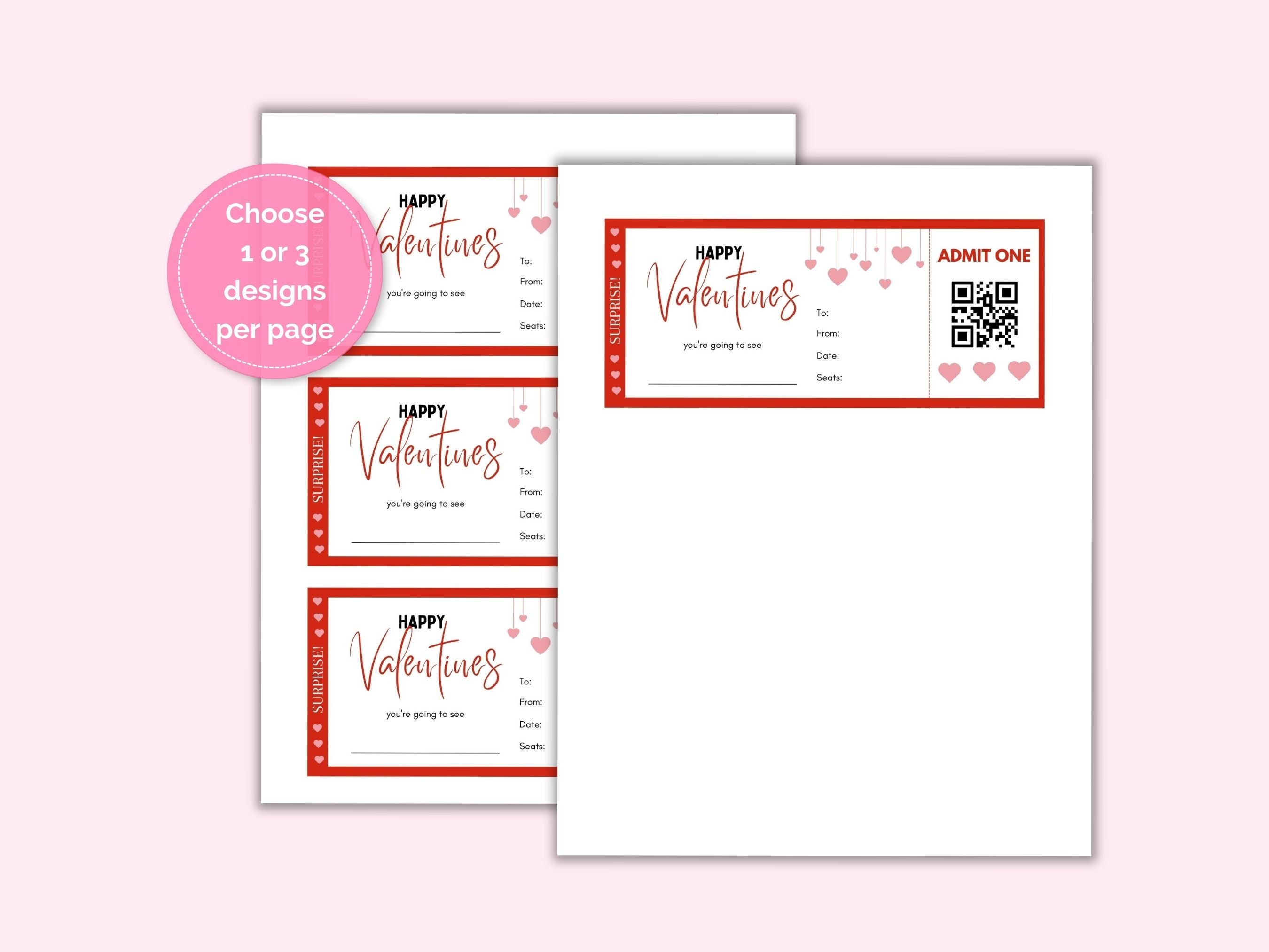 Valentine's Day Concert Ticket, Printable Valentine Ticket - Etsy