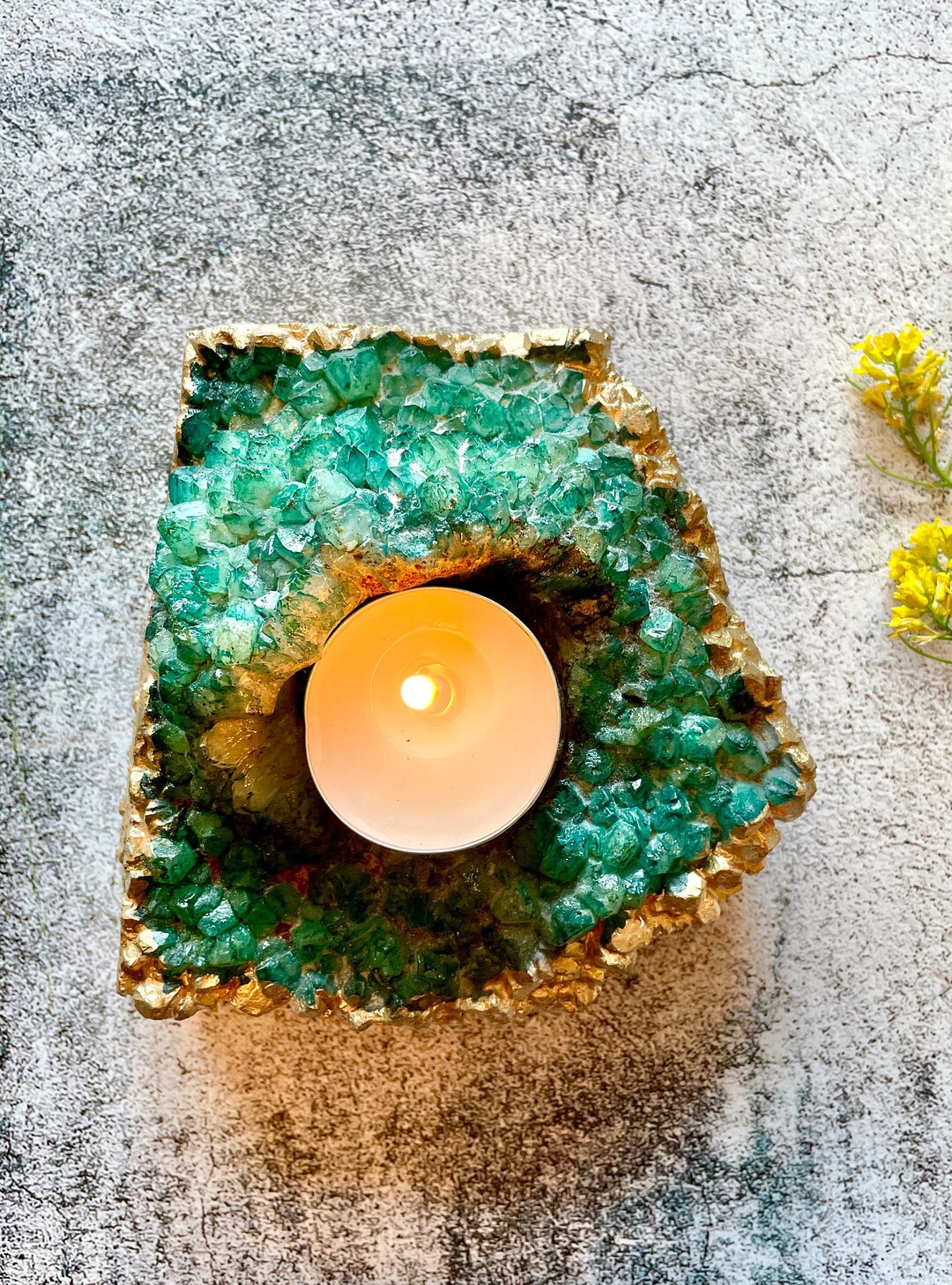 Quartz Cluster Crystal Tea Light Votive Candle Holder / Etsy España