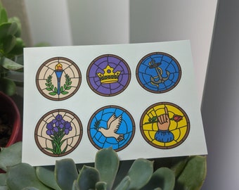 Stained Glass Cemetery Symbols Stickers Envelope Seals