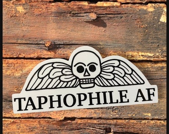 Taphophile AF Death's Head Sticker