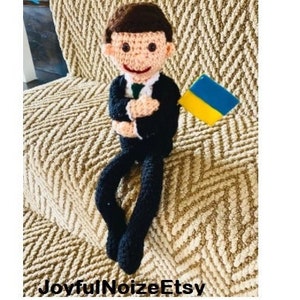 Pattern Ukraine President Voldymyr Zelensky Crochet Doll Stuffie