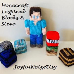 Pattern Minecraft Inspired Blocks and Steve Crochet image 1