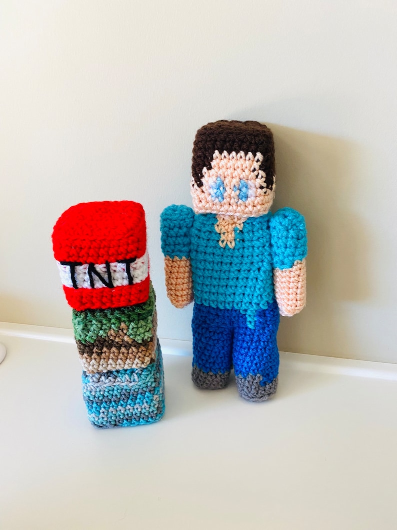 Pattern Minecraft Inspired Blocks and Steve Crochet image 6