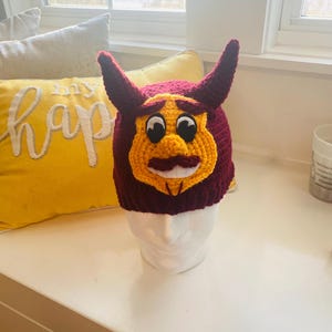 Pattern Arizona State Sparky Sun Mascot Hat Devil Crochet