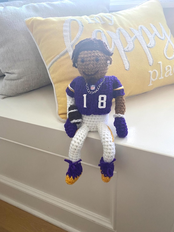 Pattern Justin Jefferson #18 Stuffie MN Viking Football Player