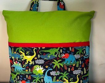 Cotton Pocket Reading Pillow – Dinosaur with Dino handle