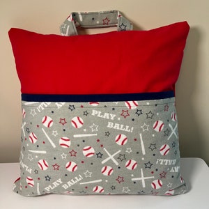 Pocket Reading Pillow – Flannel Baseball