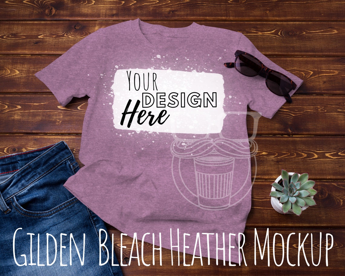 Download Bleached T-Shirt Mockup Gildan Softstyle 6400 Heather | Etsy