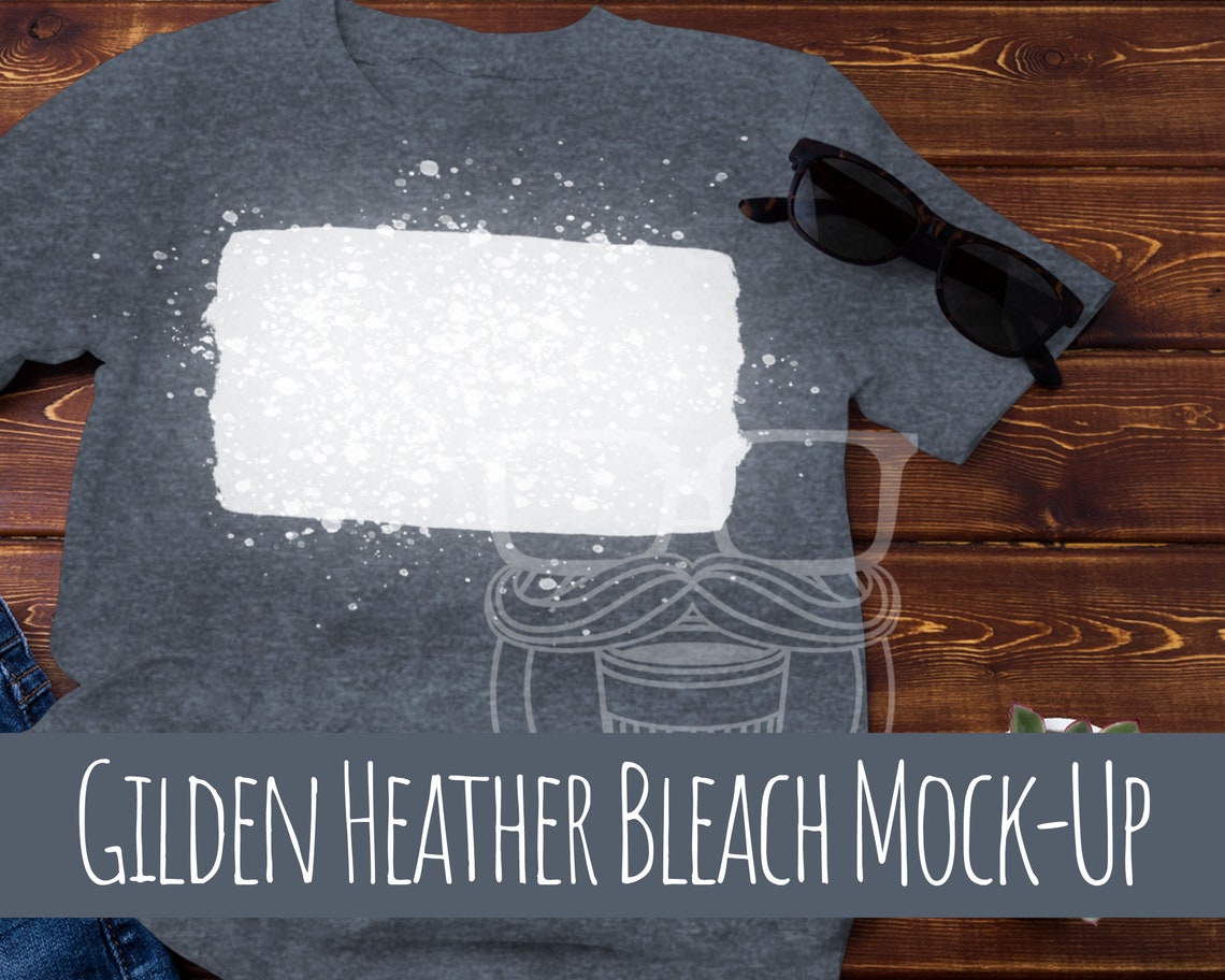 Download Bleached T-Shirt Mockup Gildan Softstyle 6400 Heather Dark ...