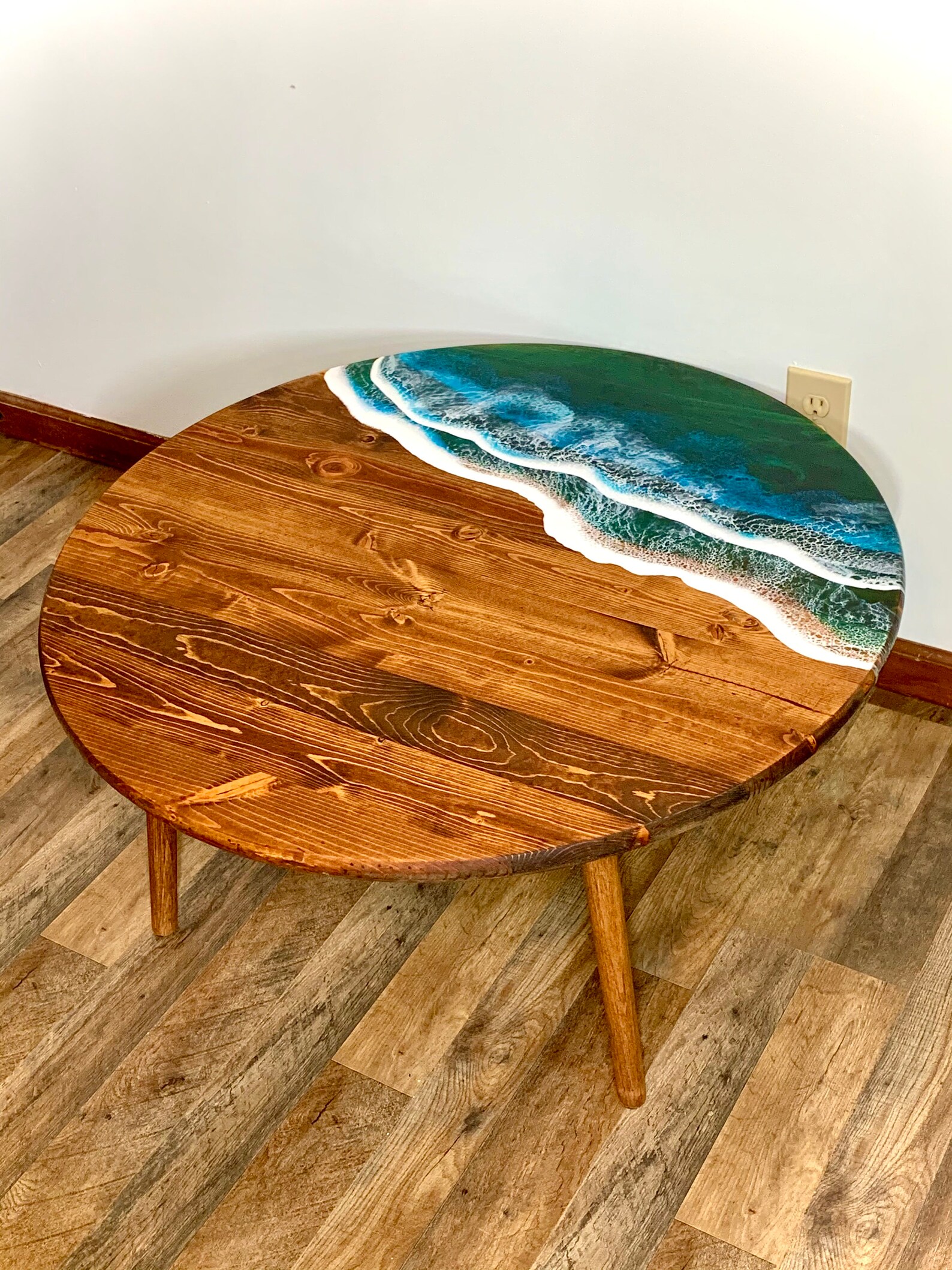 Round Gulf Ocean Wave Resin Coffee Table Etsy