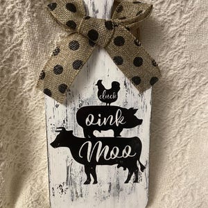 Farmhouse Wooden premium cutting board decor with chicken, pig and cow