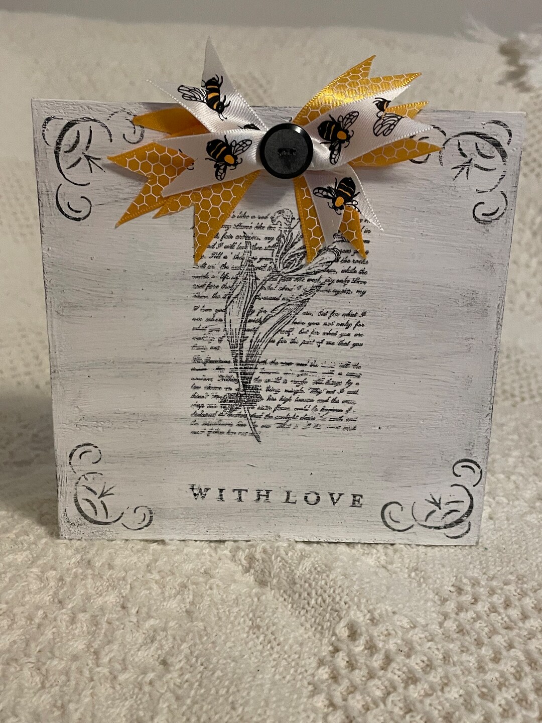 Farmhouse - Shelf Sitter Decor With Flowers and Script Lettering - Etsy