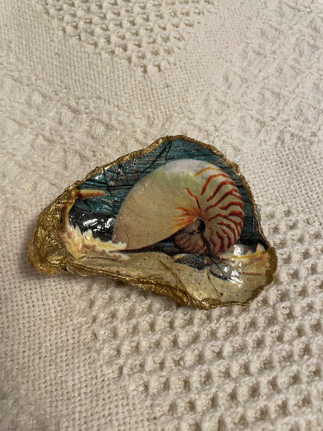 Decoupaged Shells - Oyster Shell With Seashells - Etsy