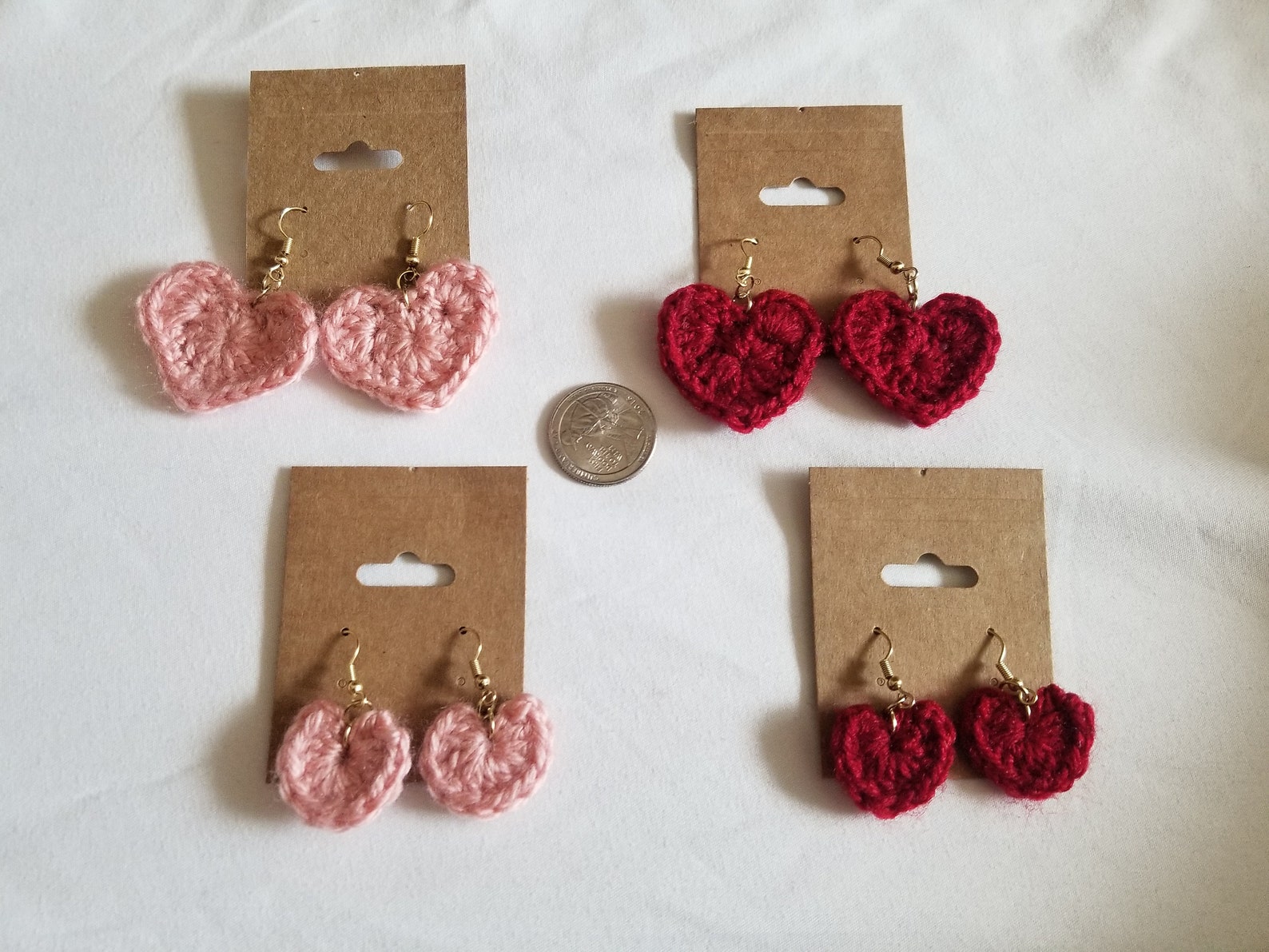 Crocheted Heart Earrings Etsy