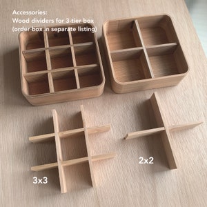 ACCESSORIES - Cedar Wood Dividers for 3-tier Stack Bento Storage Box - make compartments