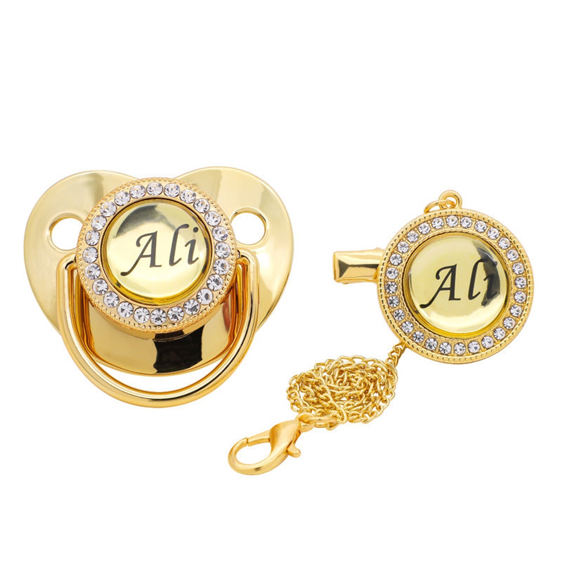 Custom and Personalized Bling and Metallic Gold Pacifier Gift Etsy