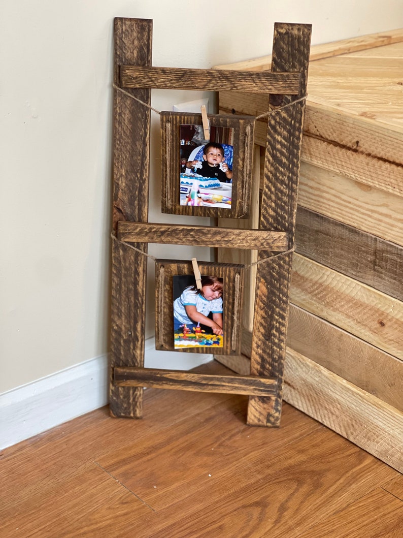Pallet Ladder Photo Frame Farmhouse Wooden Photo Holder Etsy