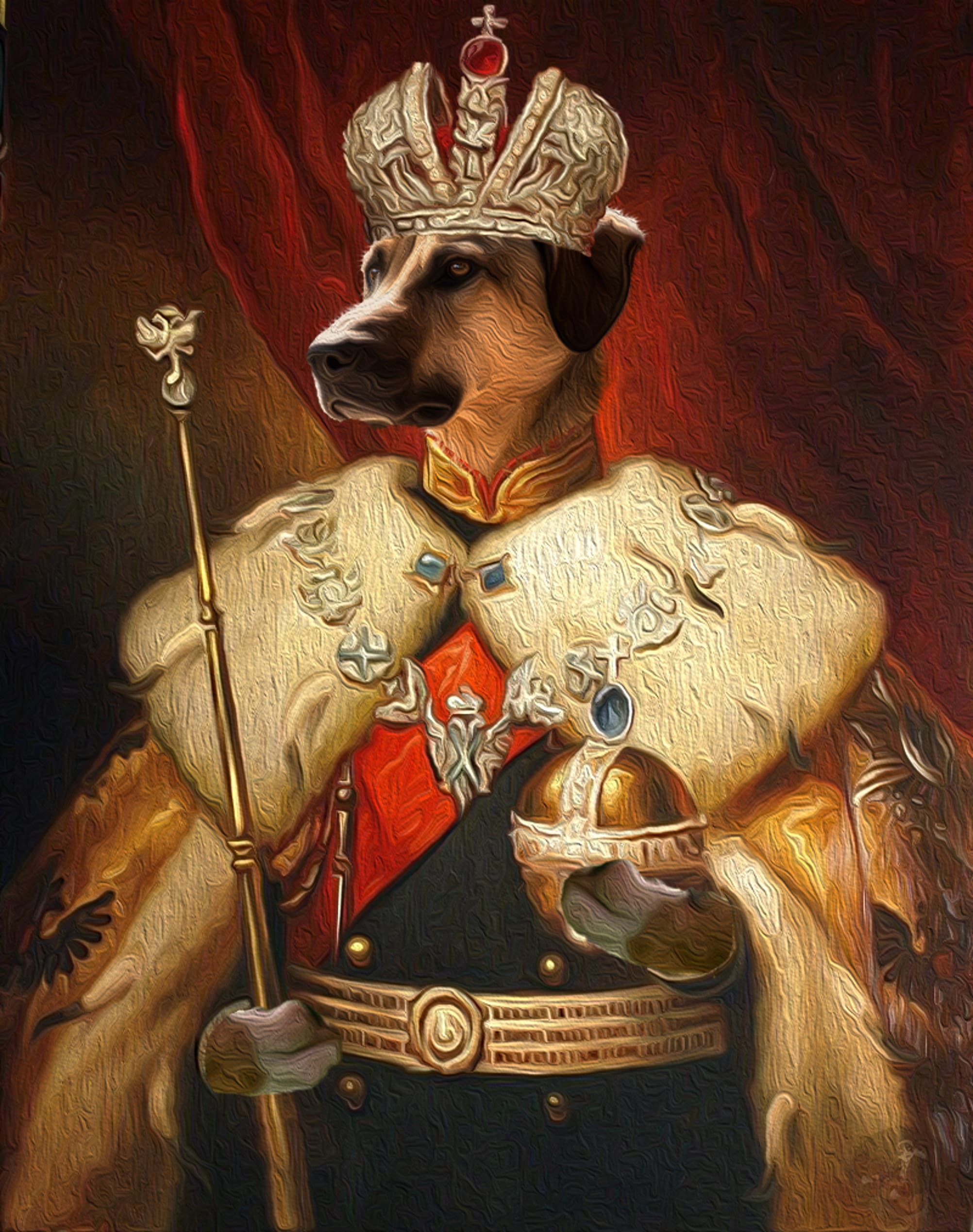 Custom King Dog Portrait Custom Regal King Pet Painting Etsy