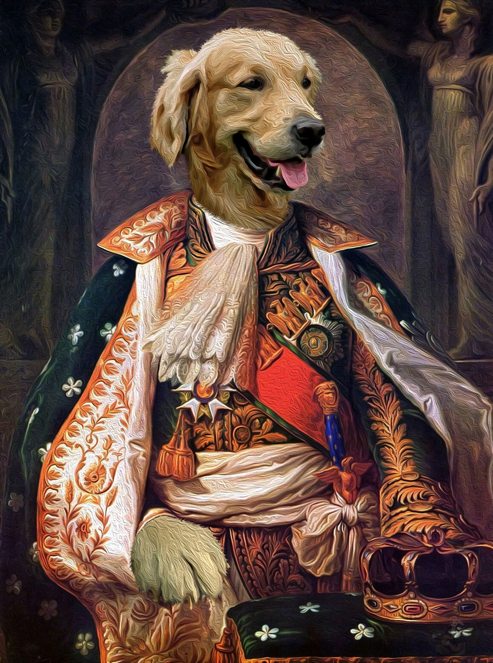 Custom King Dog Portrait Custom Regal King Pet Painting | Etsy