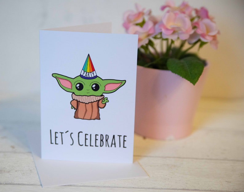 Custom Baby Yoda Greeting Card Design A6 Glossy